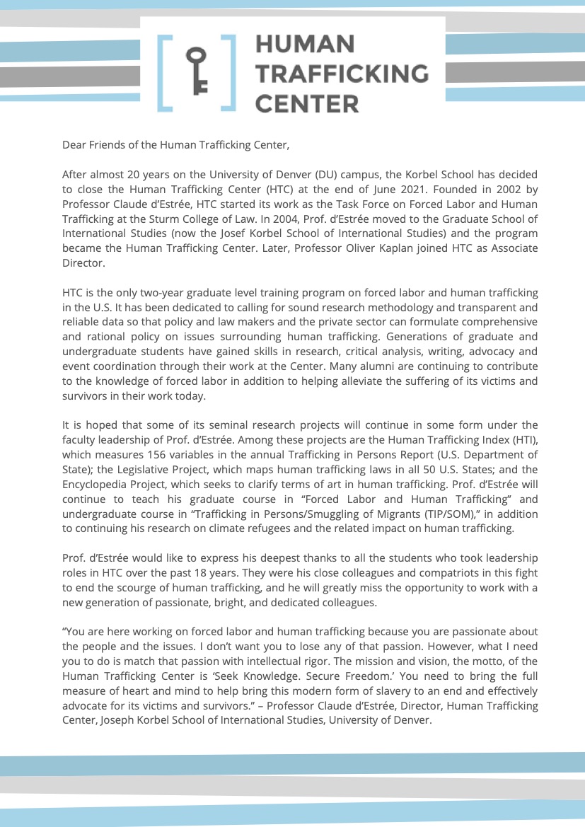 Thank you for the years of support, and for your continued fight for a more just, equal, and free world! While we may be closing, our work will never stop. This is goodbye from the HTC. ❤️