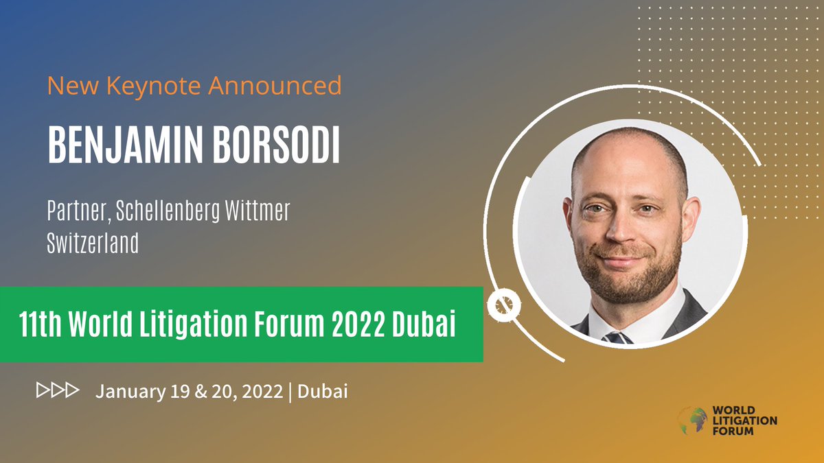 wlawyersforum's tweet photo. Benjamin Borsodi, will be speaking at 11th World Litigation Forum 2022 Dubai on January 19 & 20, 2022 in Dubai. Register to join: https://t.co/37sTmkhFDS
#worldlitigationforum #worldlitigationforumdubai #wlfdubai2022 #wlfdubai #worldlitigationforumdubai2022 #litigationconference https://t.co/zPJabdigz7