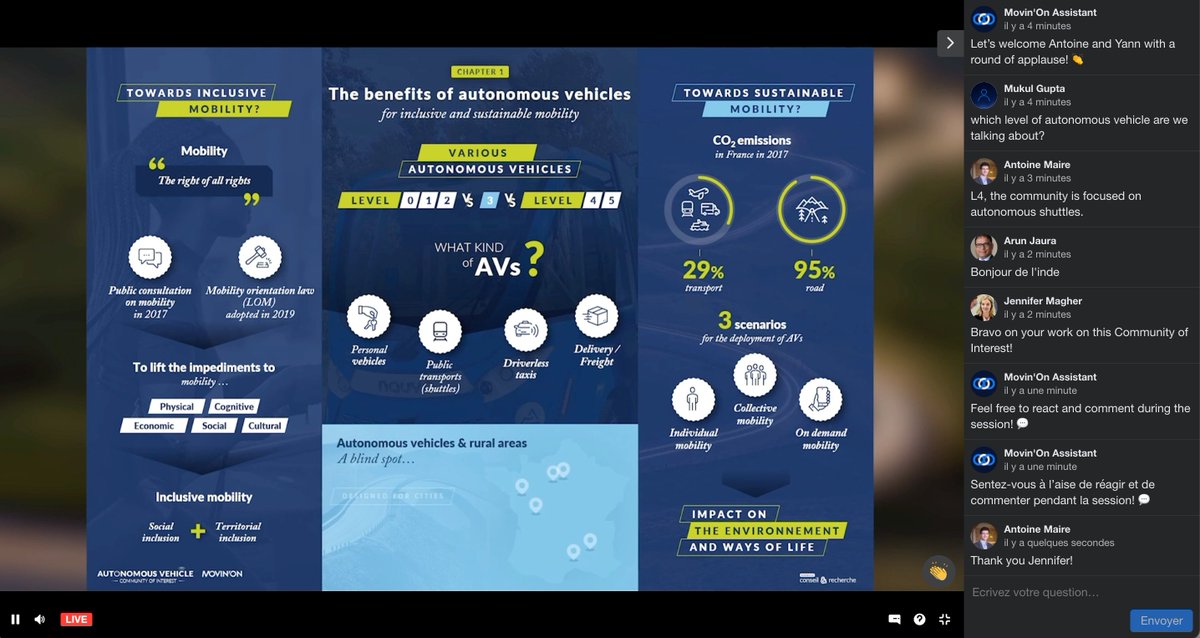 beti solutions de transports automatisés (@berto_ia) on Twitter photo #LIVE | Session au #MovinOnSummit organisé par
<a href="/movinonconnect/">Movin'On Connect</a> / <a href="/MacifAssurances/">Macif</a>, avec <a href="/Y_Arnaud_Macif/">Yann Arnaud</a> et <a href="/Maire_Antoine/">Antoine Maire (Ph.D)</a>. L'occasion pour eux de partager une synthèse sur les potentialités du véhicule autonome notamment des navettes autonomes en territoires peu denses 🤗 #LIVE | Session au #MovinOnSummit organisé par
<a href="/movinonconnect/">Movin'On Connect</a> / <a href="/MacifAssurances/">Macif</a>, avec <a href="/Y_Arnaud_Macif/">Yann Arnaud</a> et <a href="/Maire_Antoine/">Antoine Maire (Ph.D)</a>. L'occasion pour eux de partager une synthèse sur les potentialités du véhicule autonome notamment des navettes autonomes en territoires peu denses 🤗