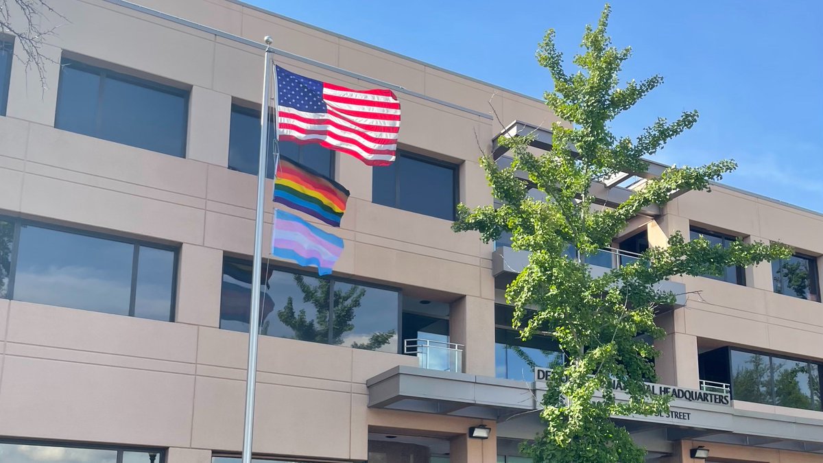 TheDemocrats's tweet photo. Good morning and happy #Pride from @DNC HQ! We’re proud to be fighting every day to achieve equality for all. https://t.co/ckZ2qNZxxM