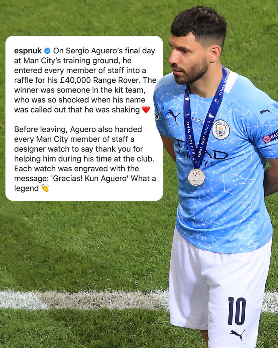ESPNUK's tweet photo. Sergio Aguero is such a class act 💙 https://t.co/K1Y6ZSViAR