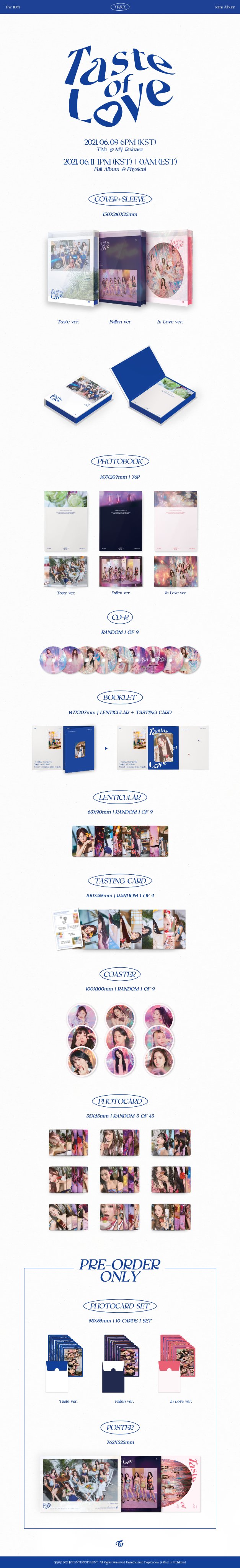 Jypnation Twice 10th Mini Album Lt Taste Of Love Gt Album Preview 100 Ver Title Alcohol Free Amp M V 6 09 6pm Kst Full Album Amp Physical 6 11 1pm Kst 0am Est Lt Taste Of