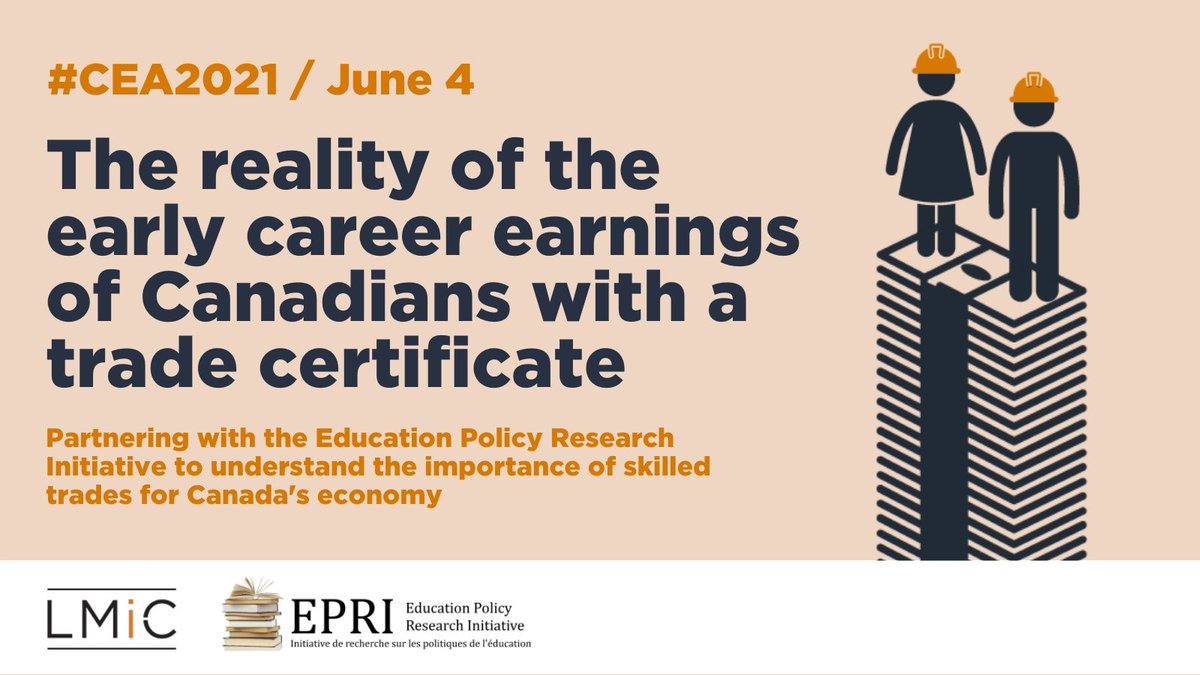 Did you miss our Insight Report on the early earnings of #tradecertificate holders and the impact that #gender plays?  

If so, make sure to check out Michael Dubois from @EPRI_uOttawa's presentation on June 4 at the 55th annual @CanEconomics conference 🔽 economics.ca/cpages/cea2021