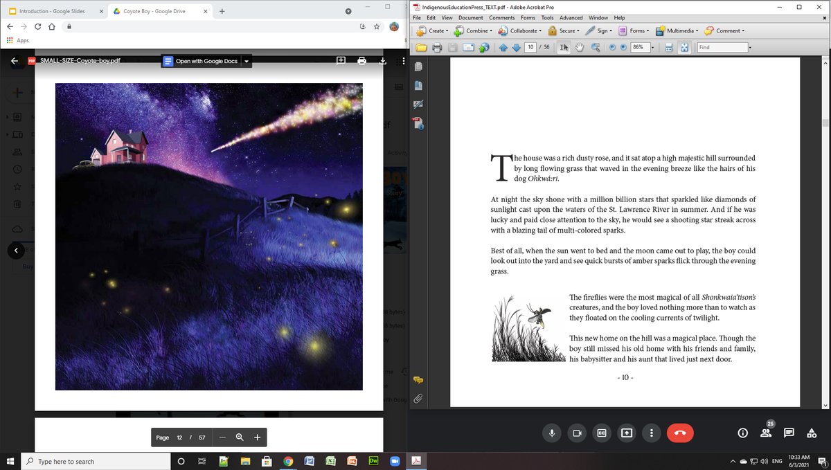 I'm spending the month of June telling my children's story "Coyote Boy" to classes online within <a href="/YRDSB/">York Region DSB</a> 

This morning I joined a gr2 class-yesterday gr1

I'm finding this a healing way of giving future gens a positive experience with an Indigenous person to carry forward-Nia:wen