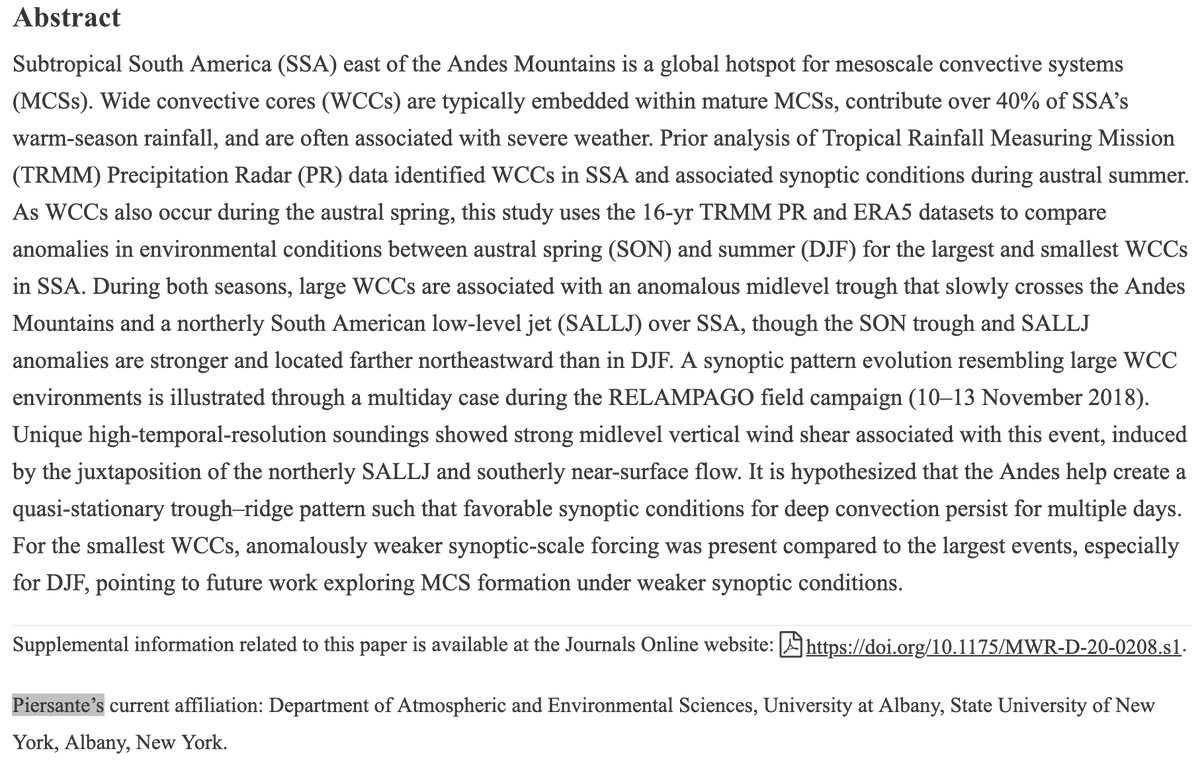 Jeremiah Otero (@jeremiahotero) on Twitter photo Curious which synoptic/mesoscale setups are conducive for large and small t-storms in Argentina? Check out our latest paper in @MonWeaRev: doi.org/10.1175/MWR-D-…
We also investigate a severe <a href="/RELAMPAGO2018/">proyecto RELÁMPAGO ⛈</a> case 👀⚡️
<a href="/KRasmusWx/">Dr. Kristen Rasmussen</a> <a href="/russ_schumacher/">Russ Schumacher</a> @DrAngelaRowe <a href="/McMurdieLynn/">Lynn McMurdie</a> Curious which synoptic/mesoscale setups are conducive for large and small t-storms in Argentina? Check out our latest paper in @MonWeaRev: doi.org/10.1175/MWR-D-…
We also investigate a severe <a href="/RELAMPAGO2018/">proyecto RELÁMPAGO ⛈</a> case 👀⚡️
<a href="/KRasmusWx/">Dr. Kristen Rasmussen</a> <a href="/russ_schumacher/">Russ Schumacher</a> @DrAngelaRowe <a href="/McMurdieLynn/">Lynn McMurdie</a>