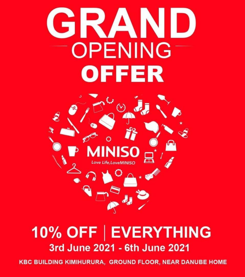 CenturyRwanda's tweet photo. @MinisoOfficial, a leading global retailer and variety store chain that specializes in household and consumer goods has opened its doors in #Rwanda today at @KBCbuilding. Don't miss out on their amazing Grand opening 10% discount on everything.
*Offer valid till Sunday. https://t.co/95prjAbcMg