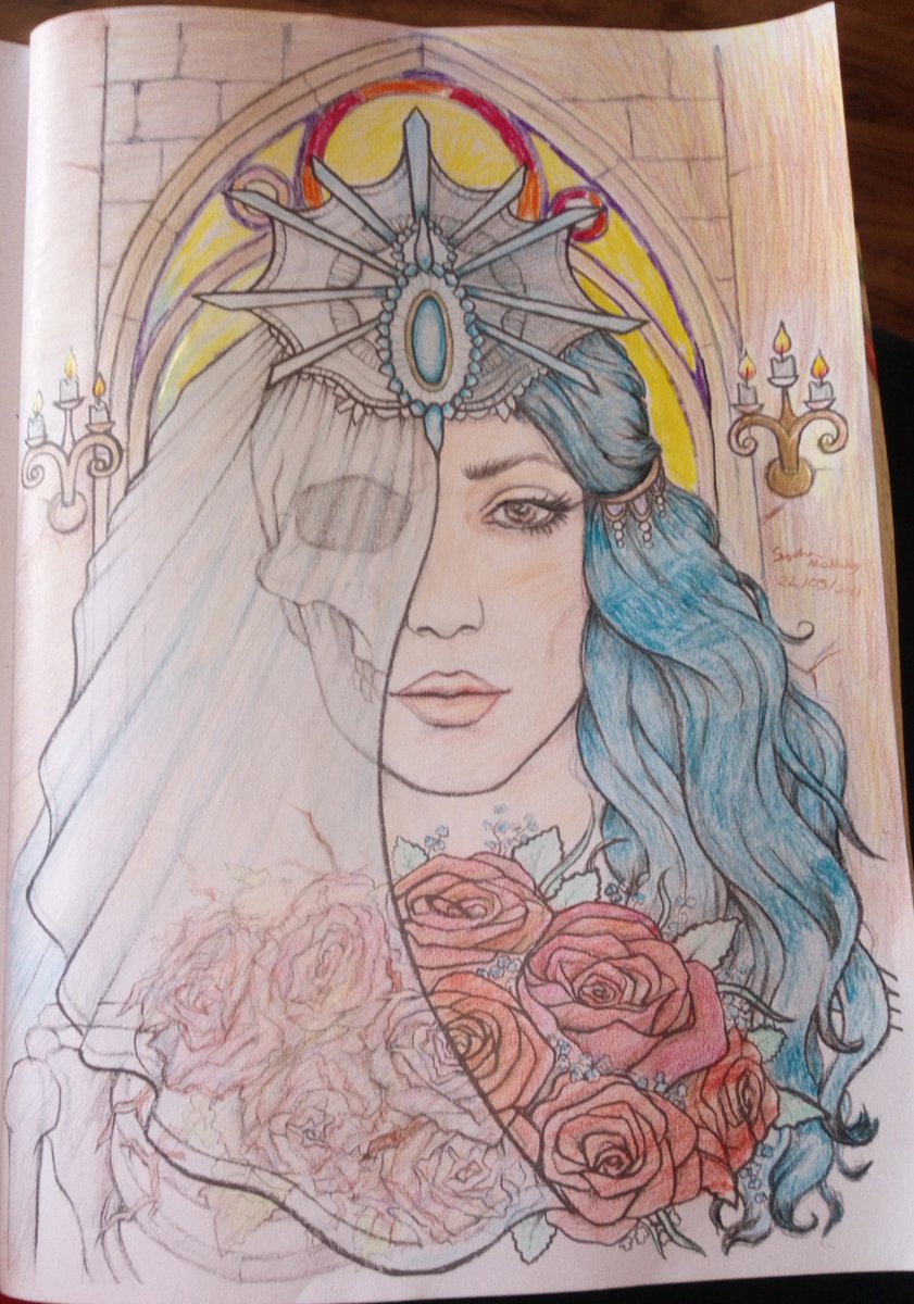 Stephenmcnult10's tweet photo. Finished On the colouring heaven. I found it challenging I never used colour pencil before.
#colouringheaven #designbysarahricher #sarahricher#colour #colorin #blending #colorpencil #mapedcolourpencil #art #coloredbyme #artistontwitter #roses #skulls #bluehair #art #artist https://t.co/AmhOv9ikyn