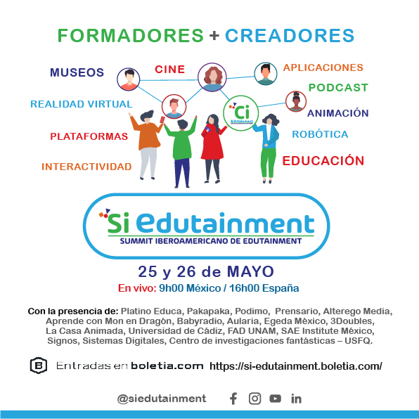 egedamx's tweet photo. La cumbre @siedutainment para Formadores y Creadores de Iberoamérica se realiza el 25 y 26 de mayo, en vivo a las: 9h Mx / 16h Esp.

#siedutainment #formadores #creadores #complementar #innovar #crear #educacion #formacion #comunidad #iberoamerica #ciedutainment #creadores https://t.co/X98nt3CclF