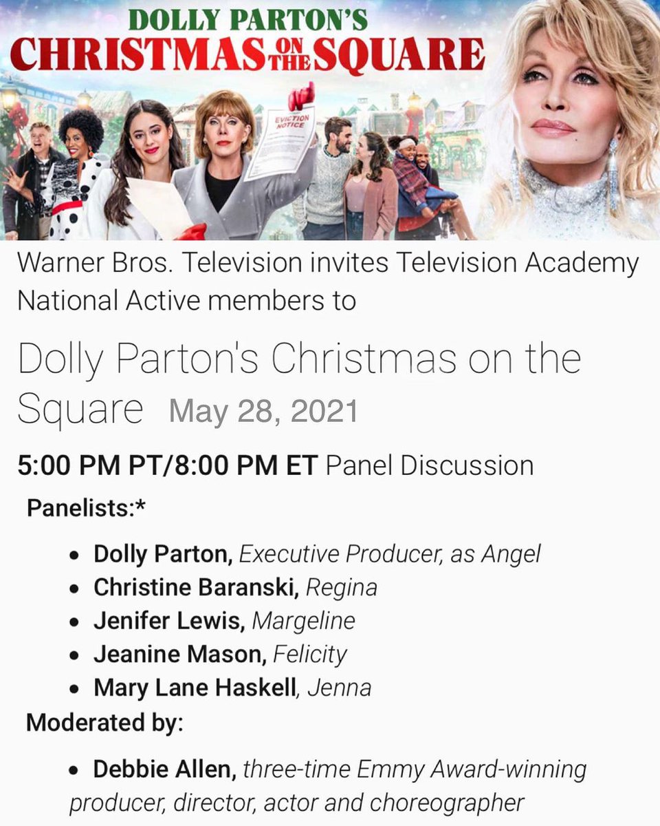 🔴 NEW EVENT: Christmas On The Square panel - May 28, 2021 (5:00 PM PT/8:00 PM ET)

👉 bit.ly/3yzp0DA

#ChristineBaranski #QueenBaranski #DollyParton #JeniferLewis #DebbieAllen #JeanineMason #MaryLaneHaskell #ChristmasOnTheSquare #Emmys #FYC