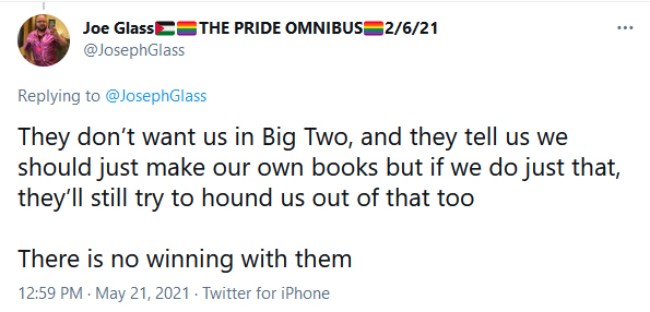 justsomeguycc's tweet photo. You'd have a point if you little mean girls didn't harass, threaten, blacklist, or dox CG creators, &amp; if assholes like Mark Waid didn't try to block books &amp; campaigns. Y'all tell folks to make their own books, &amp; then try to stop them from doing it. Piss off, you hypocrite. https://t.co/uqgixLseko