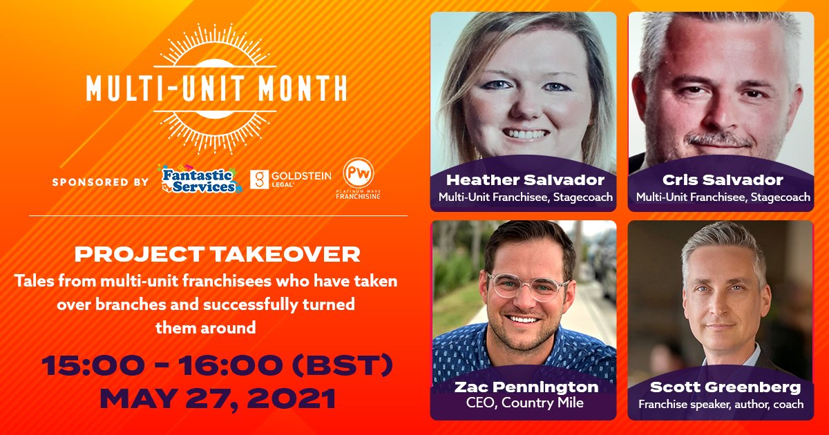 globalfranmag's tweet image. It's been quite an informative 🔸#MultiUnitMonth🔸!

We close out with a look at #ProjectTakeover: how #multiunit franchisees have managed to acquire underperforming branches and turn them around into successful units 

Register here 👇
ow.ly/lV9W50EQdOl