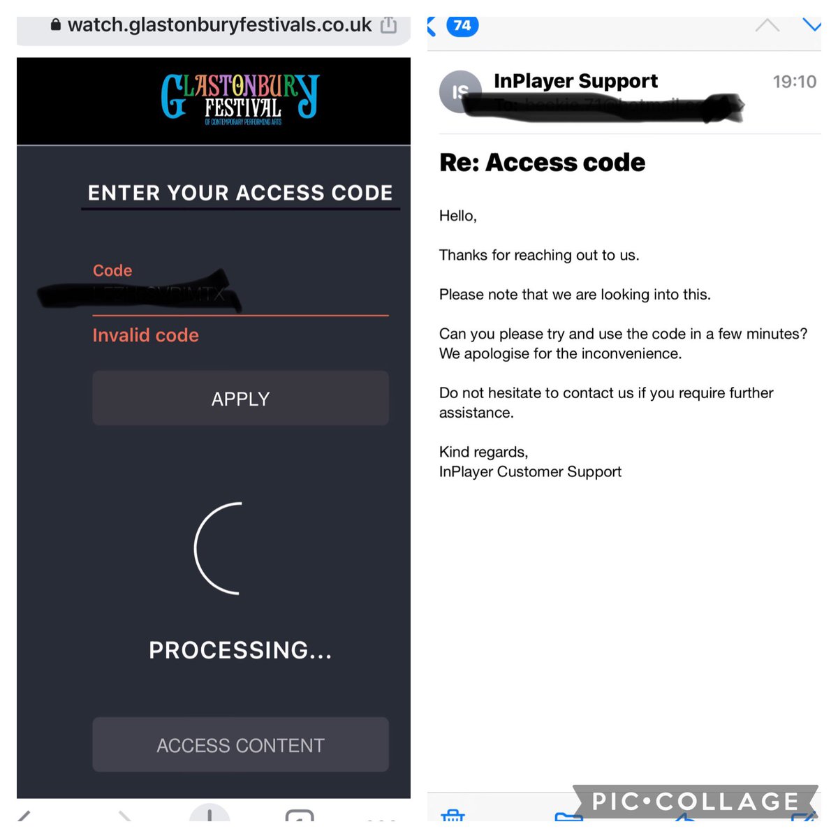 beccie71's tweet photo. Try on a few minutes they said at 19.10 .... still can’t get on after over an hour of trying!!!😡#refund  @glastonbury @seetickets @DriiftLive https://t.co/I74OPIApdr