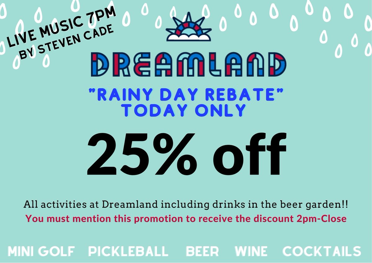 Come dry off with our rainy day rebate special, today only! ☔️