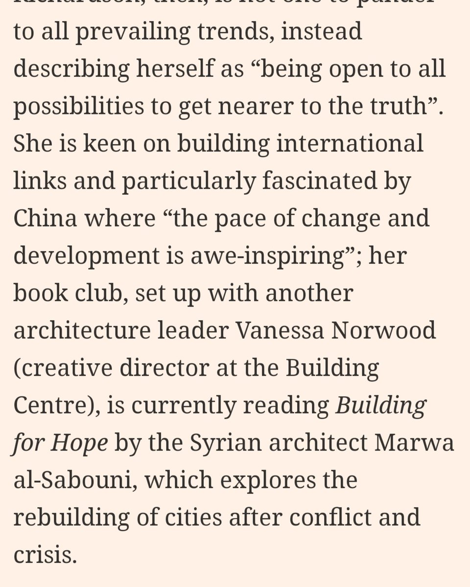marwa_alsabouni's tweet photo. Excellent to hear that #BuildingForHope is the current read at the @architecture_RA
#book club! 
@thamesandhudson @ThamesHudsonUSA @thebuildingcenter
#BookClub #cities #finacialtimes #royalacademy #architecture #syrianarchitect
#Hope #belonging #buildingforthefuture https://t.co/f4UkrDzAnn