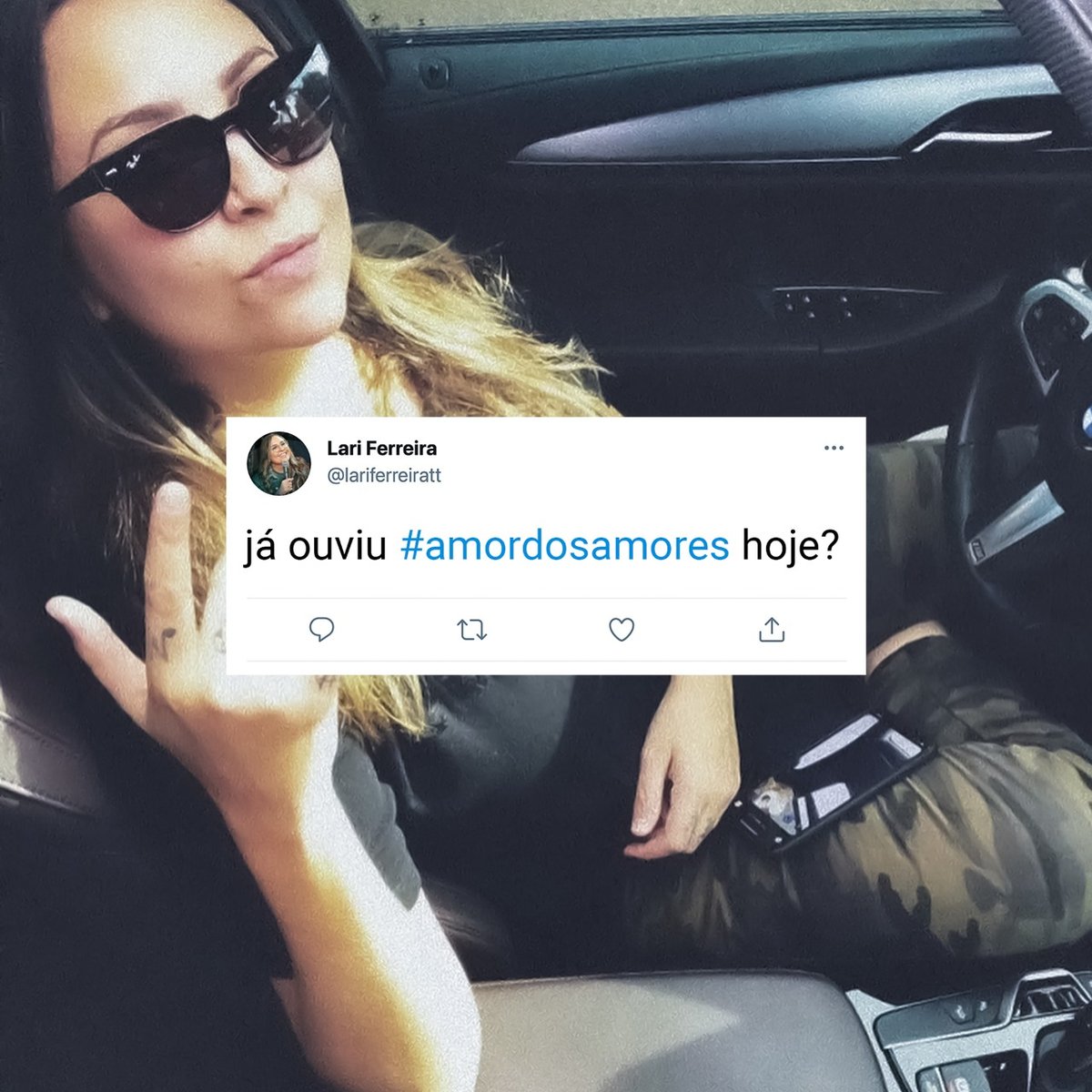 lariferreiratt's tweet photo. Sábadouuu genteee! Dia propício para dar play em AMOR DOS AMORES, bora?
.
#lariferreira #amordosamores #sábado #workshow https://t.co/LGfyRvAq22