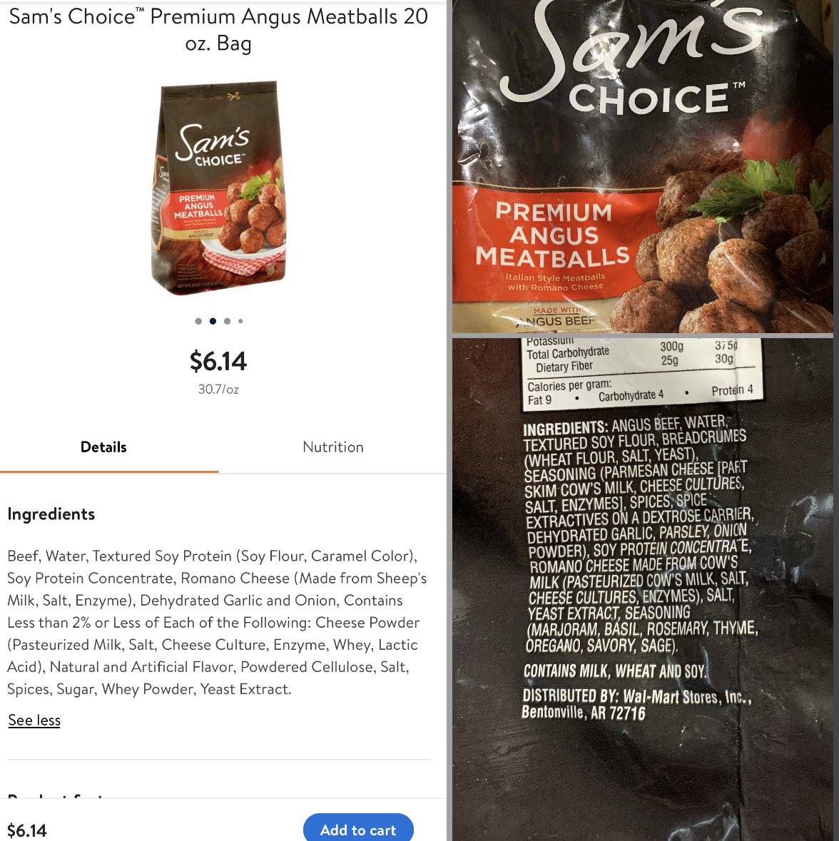 running2notfrom's tweet photo. @Walmart Which ingredient list is correct? I did a pick-up last night &amp; what I got isn’t what you advertised. #foodallergies aren’t a joke when they have the potential to harm or kill a person. These are,obviously, in the trash can now. #DoBetter #Accountability https://t.co/2oVUJ8gQfJ