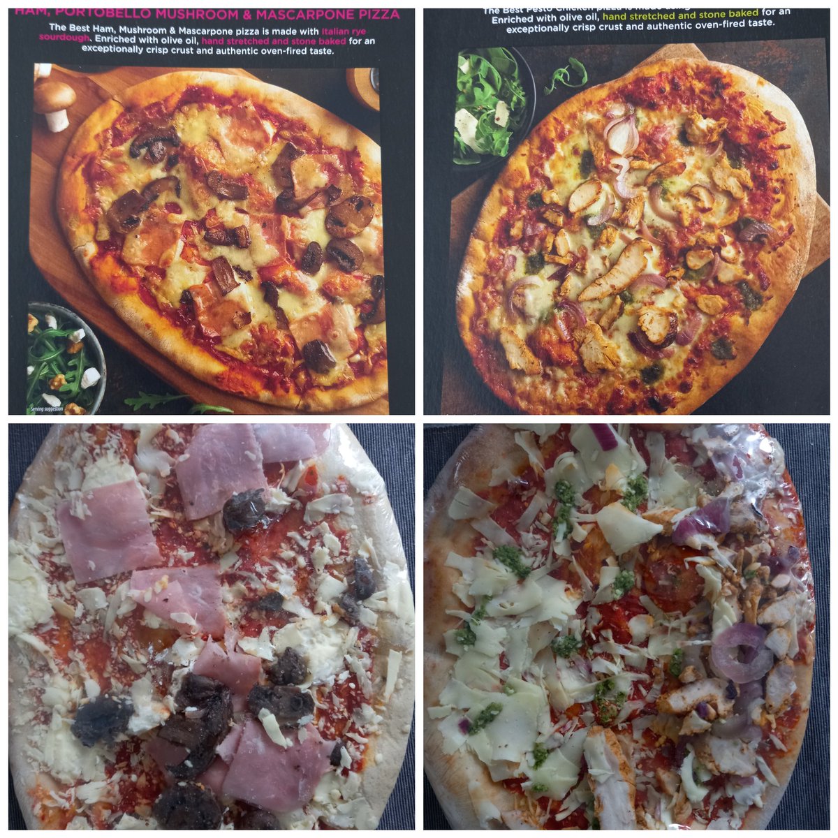 dallashuntley's tweet photo. @Morrisons top photo from box, bottom photos reality 😔 
Toppings only on the part of pizza you can see through the window of the packaging.
"The best" pizza apparently....."the best" con or "the best" for no toppings? https://t.co/S588bMwyP0