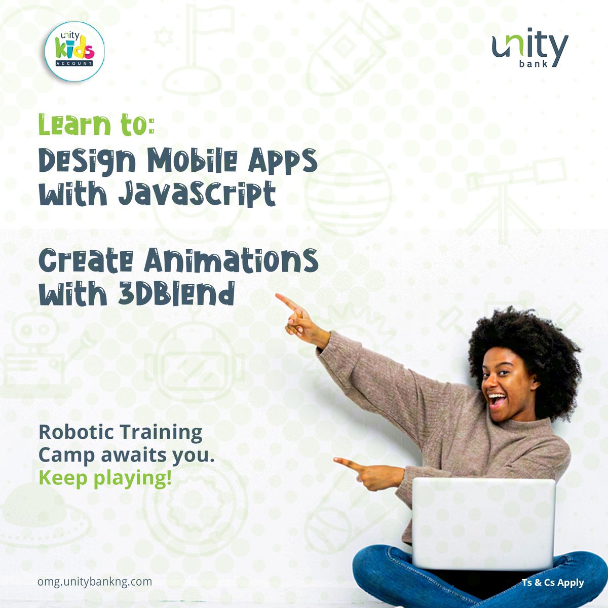 UnityBankPlc's tweet photo. Did you know? 

Thirty (30) of our top performing geniuses will get a chance to go to coding academy camp!
No? Well now you do! Keep playing and you or your child just might stand a chance.

Click the link in our bio. 💫
#OneMinuteGenius #UnityKids #SucceedingTogether https://t.co/lA5MovC5sb
