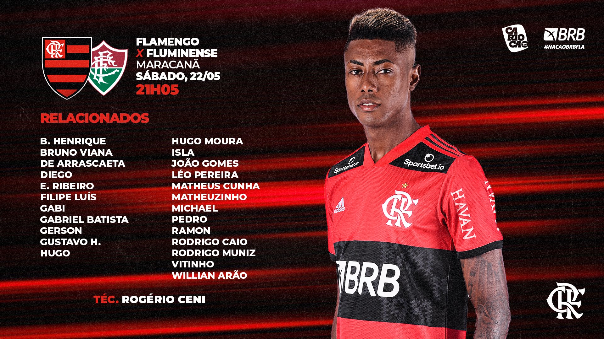 Flamengo on X: É amanhã, Nação! O MENGÃO enfrenta o Fluminense, às 18h, no  Maracanã, no jogo de volta da final do @cariocao! Acompanhe a partida ao  vivo e com imagens na