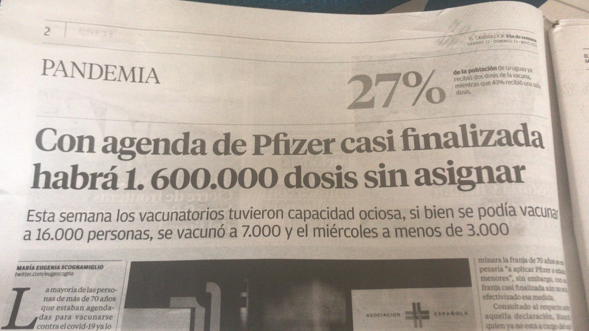 AleDeBarbieri's tweet photo. Leo en @ObservadorUY vacunatorios con capacidad ociosa ! Vamos compatriotas que nos precisamos todos ! 💪😷🇺🇾 https://t.co/x2dOWNj3pY