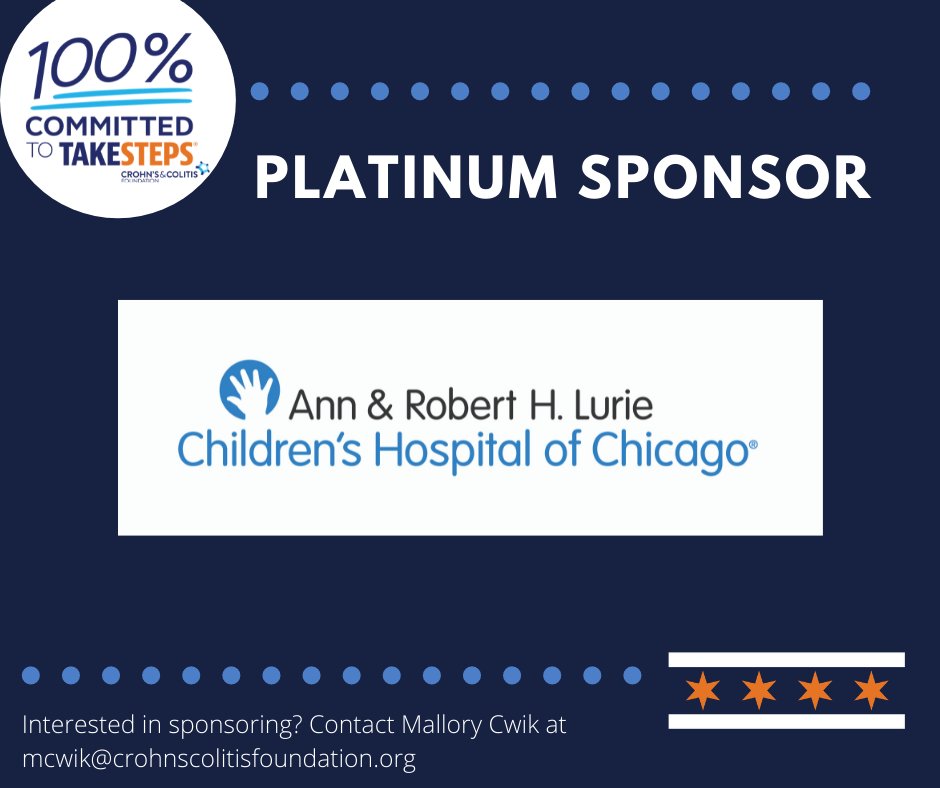 CCfdnIllinois's tweet photo. We are thrilled to welcome @LurieChildrens as a Platinum Take Steps sponsor this year! Thanks for supporting our mission and our youngest IBD warriors! #takesteps #whyitakesteps https://t.co/PB7fqk2JxS