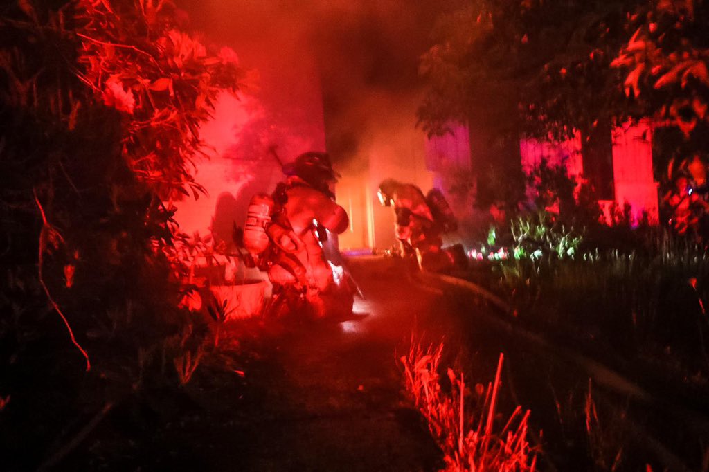 Your Gresham firefighters worked to put out a house fire last night. On arrival there was heavy fire from the back of the house all the way to the front door. The fire was quickly extinguished as a search confirmed nobody was inside. No injuries. Photos: Greg Muhr