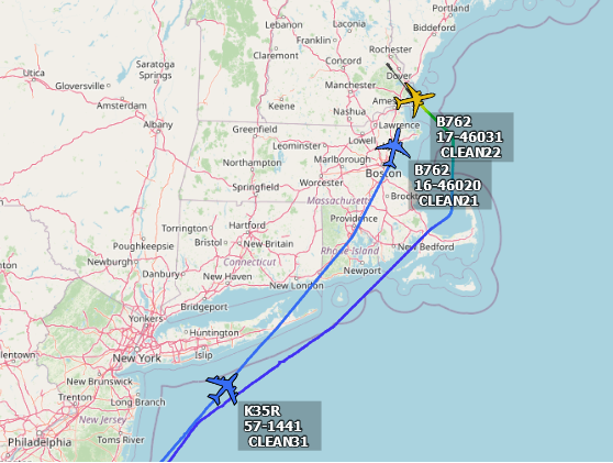 SirListenalot's tweet photo. #KC46 #AE5E0C as #CLEAN22 out of Pease joining in. Receivers #TABOR71, #TABOR81 seem to be #F18's https://t.co/uXWTaVnxWF