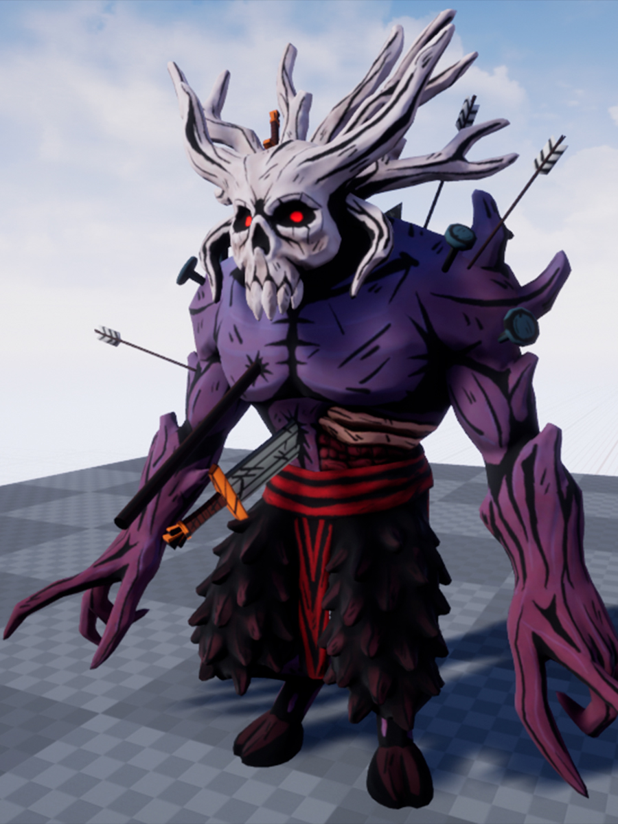 I can finally show this baddie uncropped!!!

#ScreenshotSunday Forest Spirit model for our upcoming game Uros: A Trip Through Shadows, made by students at <a href="/ESAT_Valencia/">ESAT</a>

Artwork by @A_Caballerosa
 
Follow <a href="/UrosTrip/">Uros: A Trip Through Shadows</a> for more news!

#UE4 #GameArt #SideScroller #GameDevelopment