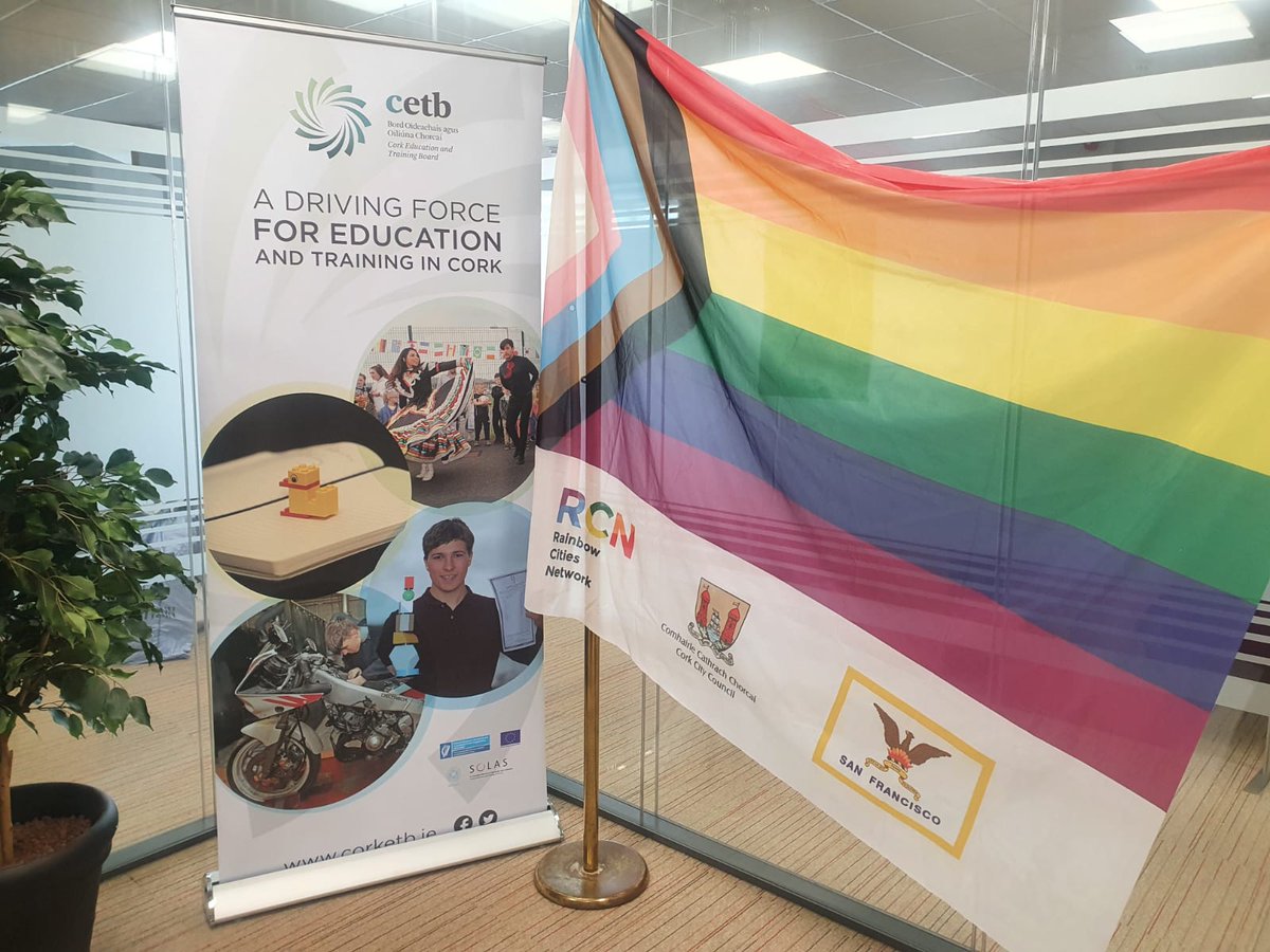 CorkLGBTweek's tweet photo. Rainbows at @CorkETB @CorkFet campuses to mark #LGBTIAwarenessWeek #WeAreCork, current & former #CETB reps to @CorkLGBTweek Elaine & Phil with colleagues from Farranferris, CityNorth Campus, @MacswineyCc Lavitts Quay! @DenisLeamy @ruthgrif @mickfinn01 @CiaranALynch @sah2711 ๐ https://t.co/VTfy9PIhF9