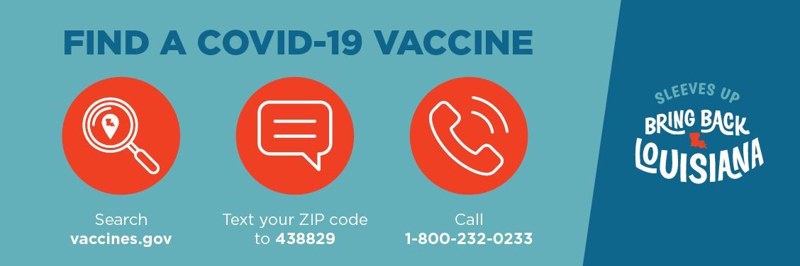 SleevesUpLA's tweet photo. Are you looking to get your FREE, SAFE, and EASY Covid vaccine? Find the nearest vaccination site to you by visiting the link below, texting your ZIP code to 438829, OR call 1-800-232-0233.
https://t.co/Dpo9WAQulj https://t.co/qpVkORHXlI