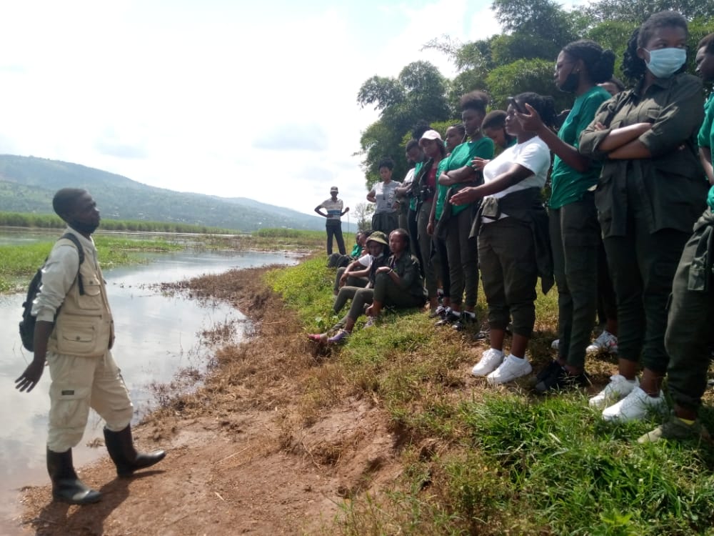 Telling students more about where Akanyaru river and Nyabugogo river meet to form Akagera river.