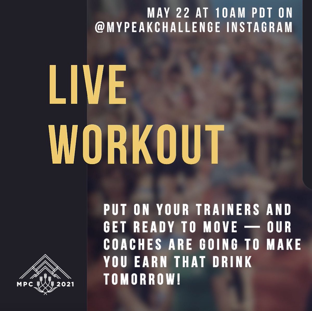 Let’s get ready to sweat! Tune in for a live workout on @MyPeakChallenge Instagram at 10AM PDT today 💪

#MyPeakChallenge
#MPC2021
#MPCVirtualGala
#SamHeughan