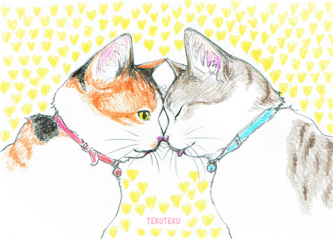 「#キスの日 (=^・^=)♡ 」|TEKUTEKUのイラスト