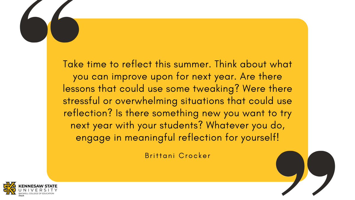ksuiteach's tweet photo. Take it from @ksuiteach coach, @itechcrocker on different things to reflect on this summer as an educator. βοΈπ½π©π½βπ»π¬π΄
#teachersummer #teachertwitter #edUreflect #bethechange #liveandlearn #growing #teachersofinstagram #teachersofinsta https://t.co/dyKHW94xTT