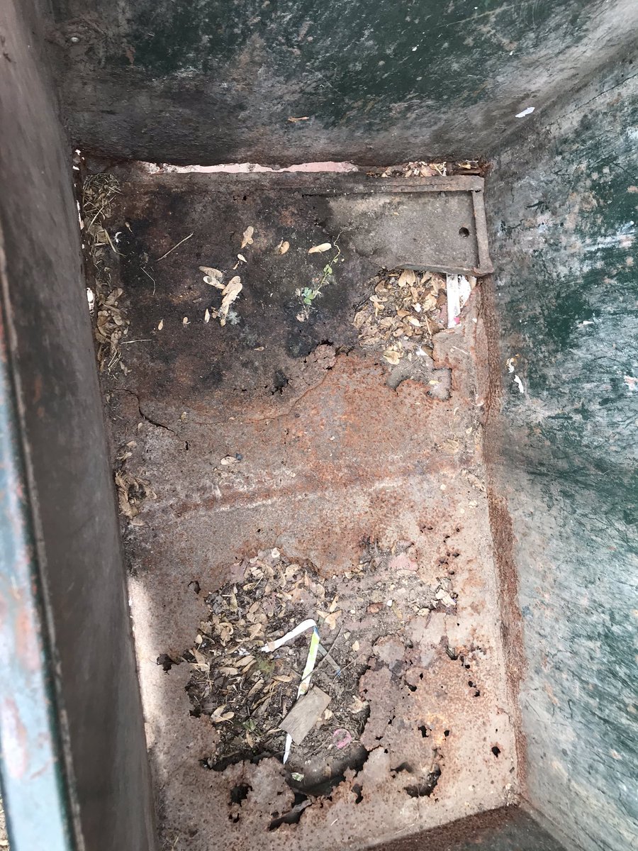dvwetherell's tweet photo. @stlcsb 2815 Potomac yard waste dumpster bottom is rusted out. https://t.co/M8vcI2XIXd