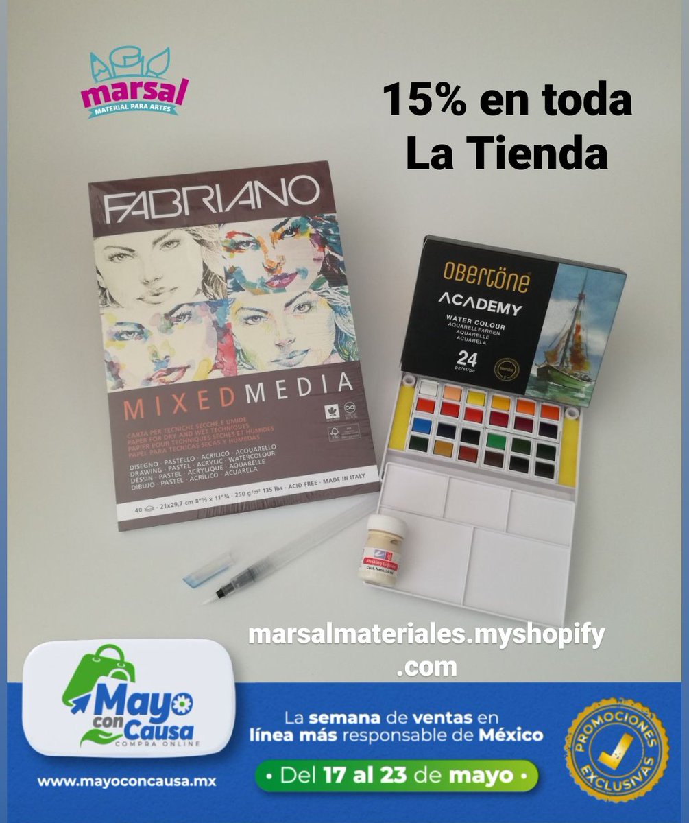 Mayoconcausa's tweet photo. Marsal Material para #Artes tiene toda su tienda con 15% de descuento durante #MayoConCausa. Conoce sus productos aquí: https://t.co/19XI7p4Oa1 https://t.co/2oh6z3O0dn