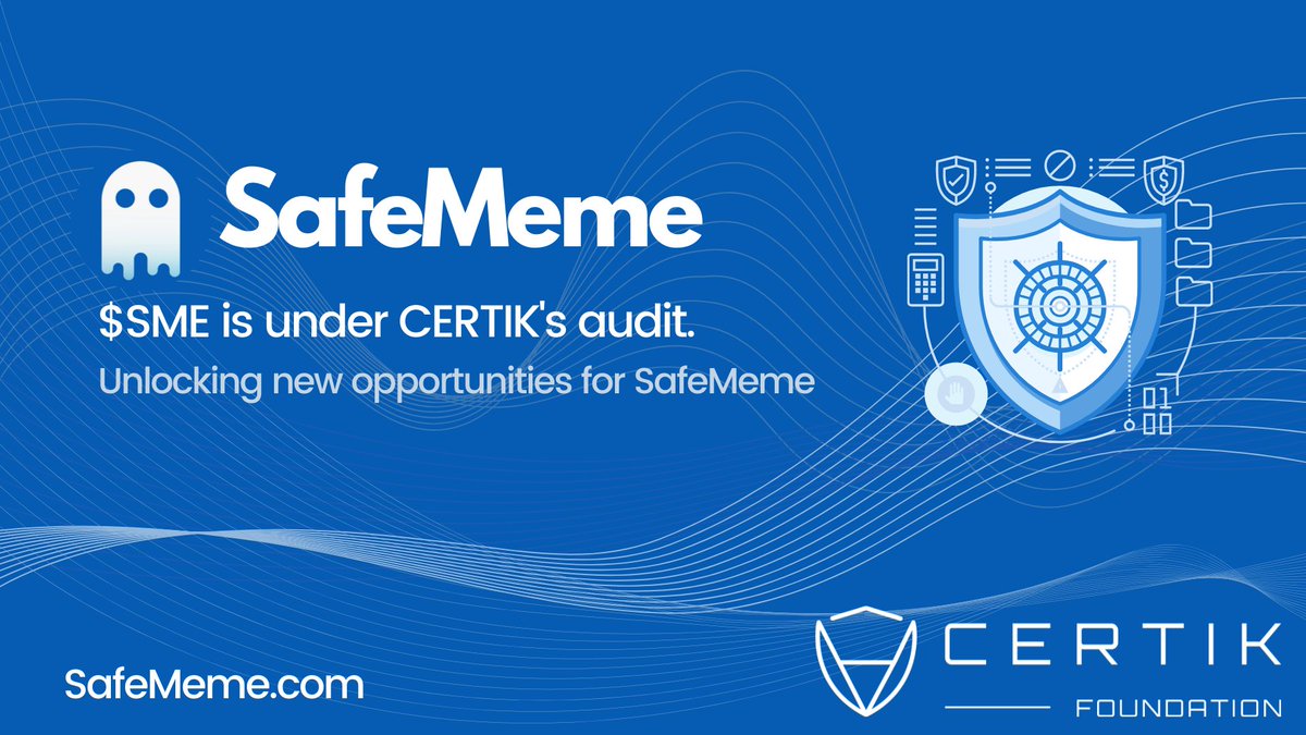SafeMeme (@safememetoken) on Twitter photo We are extremely excited to share with the SAFEMEME community that $SME is currently being audited by CERTIK, and sported on their onboarding page!
Please go upvote us!
certik.org/projects/safem…
#SafeMeme #CERTIK #BNB #DeFi We are extremely excited to share with the SAFEMEME community that $SME is currently being audited by CERTIK, and sported on their onboarding page!
Please go upvote us!
certik.org/projects/safem…
#SafeMeme #CERTIK #BNB #DeFi