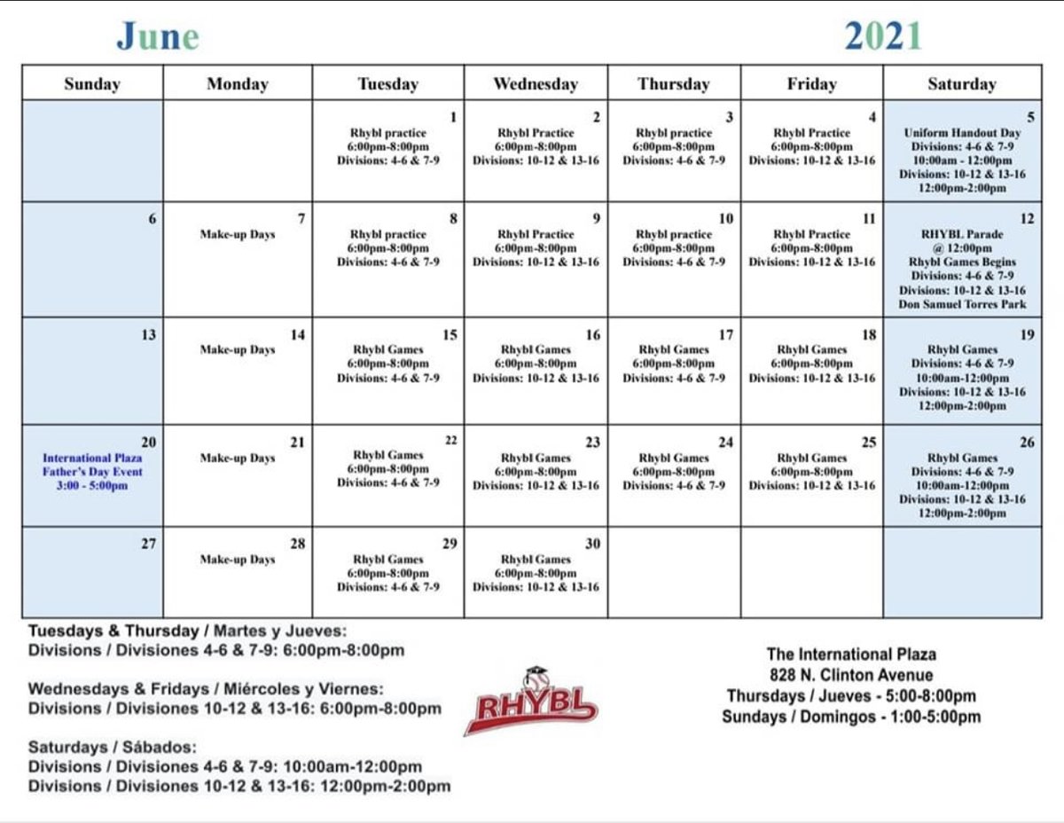 RHYBL SOFTBALL CALENDAR FOR JUNE, COMEOUT AND SHOW SOME SUPPORT  ⚾️‼️
