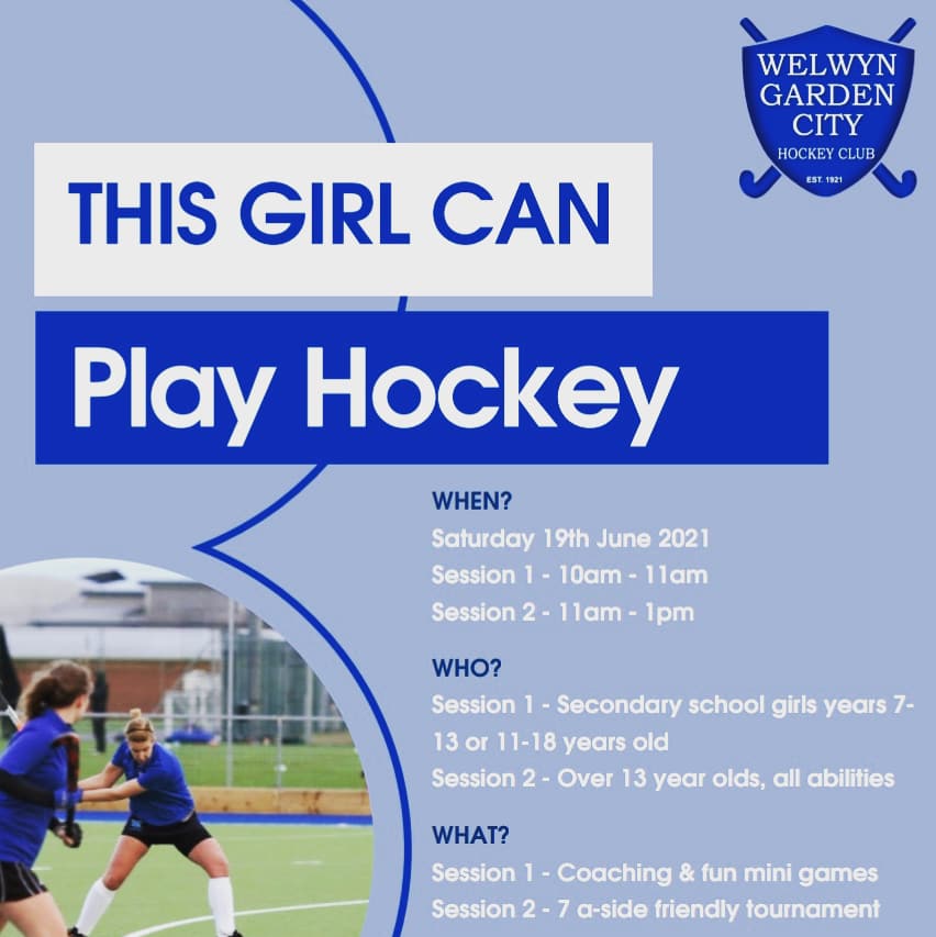WGC_HC's tweet photo. Saturday 19th June: girls &amp; ladies hockey session for Herts This Girl Can Week! For all our current ladies section, plus any new or back to hockey players, friendly and fun 7-a-side games! Details on the poster below- or drop us a DM 🏑 @ThisGirlCanUK #ThisGirlCanPlayHockey https://t.co/H76N9CrcIs
