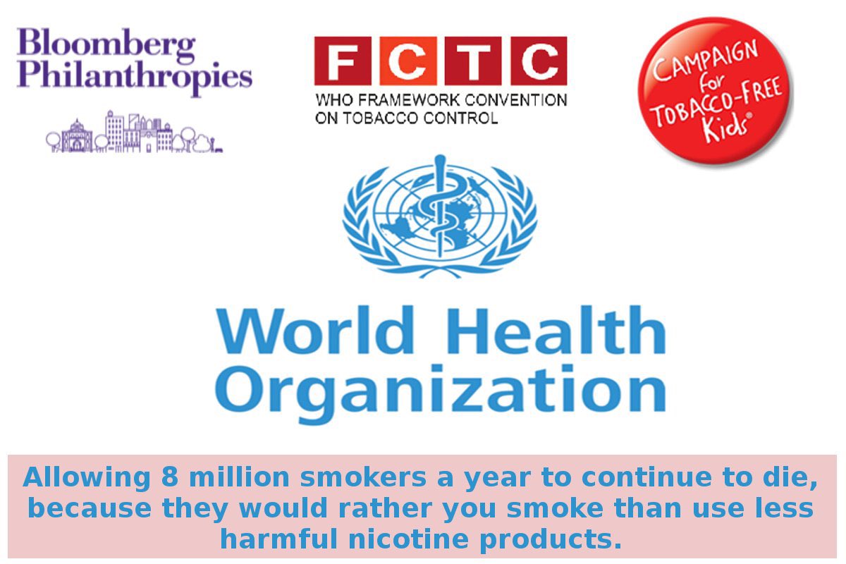 PantherNoster's tweet photo. @UHF_group @KulikovUNIATF @aplastic_planet @EndPlasticWaste @PlasticPollute @StopPlasticBags @StopPlasticNow @EndPlasticTrash @HealthAndClimat @ENVSDGs_IRL @zr_z @GeordanShannon The @WHO is responsible for the death of 8 million smokers EACH year by spreading disinformation about less harmful nicotine products. https://t.co/jUa3J0cH2N