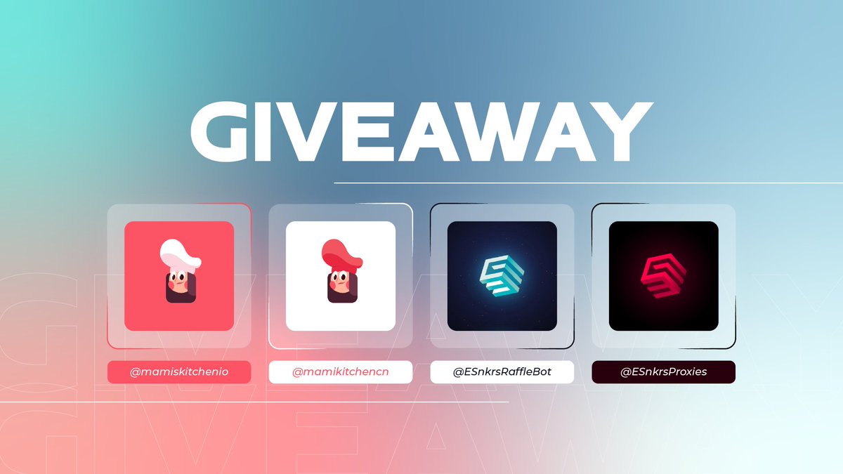 ESnkrsRaffleBot's tweet photo. Giveaway! 🎁

Prizes: 😍
- 1 x @mamiskitchenio Membership
- 1 x @mamikitchencn Membership
- 1 x @ESnkrsRaffleBot Free Month Renewal Key
- 1 x @ESnkrsProxies 2GB Resi Plan

Rules: 🚨
- Follow all accounts above
- Like &amp; Retweet

Ends in 24 hour! Good Luck! 🍀 https://t.co/wIFFthinlB