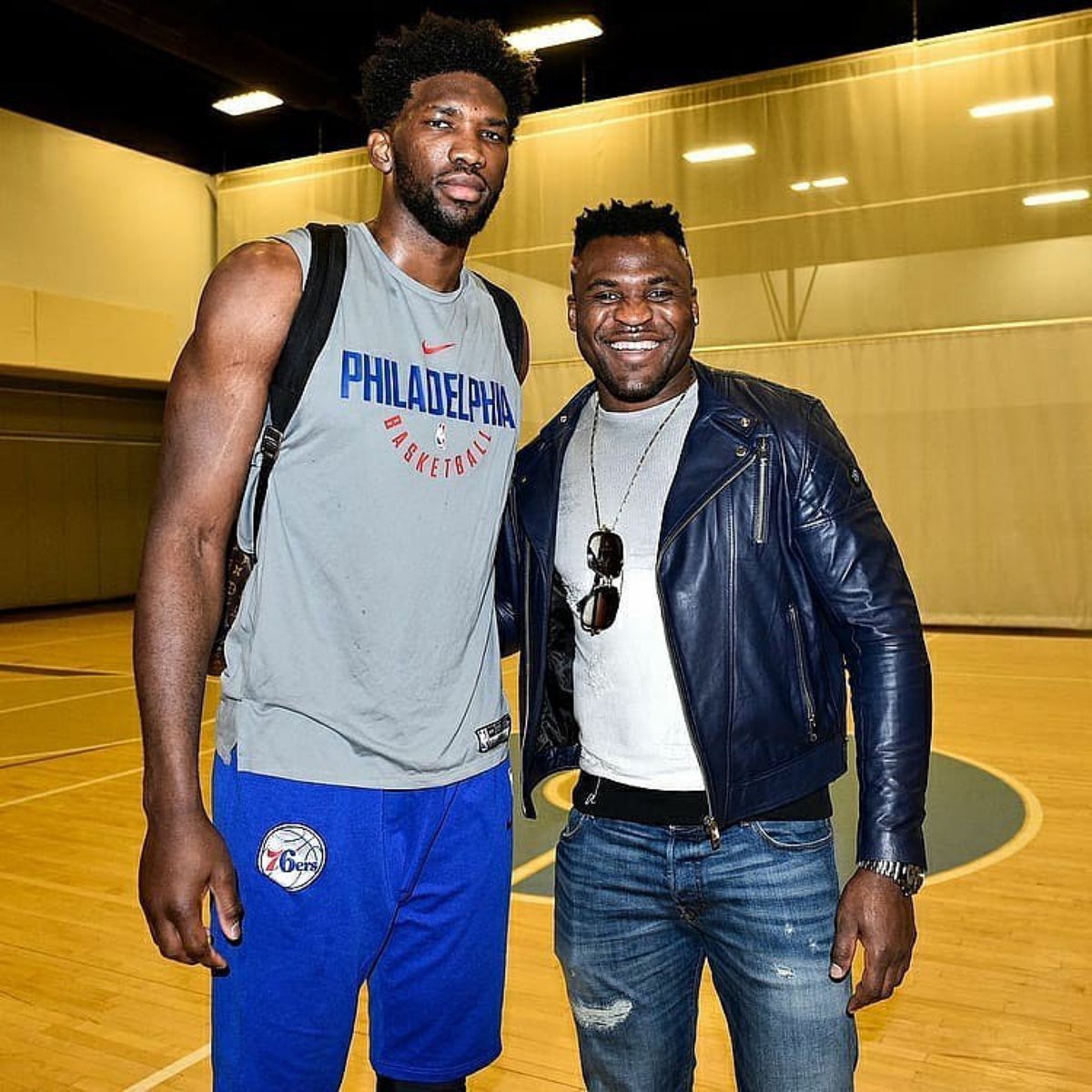 francis_ngannou's tweet photo. Good luck in your playoff run my friend which begins this weekend 🇨🇲 

@JoelEmbiid @sixers https://t.co/iptzuVuExo