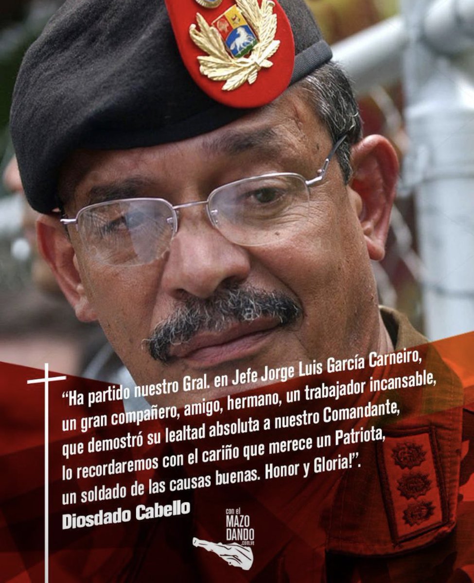 Que dolor tan grande mi General, ejemplo, fuente de inspiración, gracias por tus consejos y permitirme aprender de ti; tu visión, patriotismo y lealtad nos deja un legado inmenso

¡Honor y Gloria mi General de mil batallas!

#CarneiroEsLaGuaira