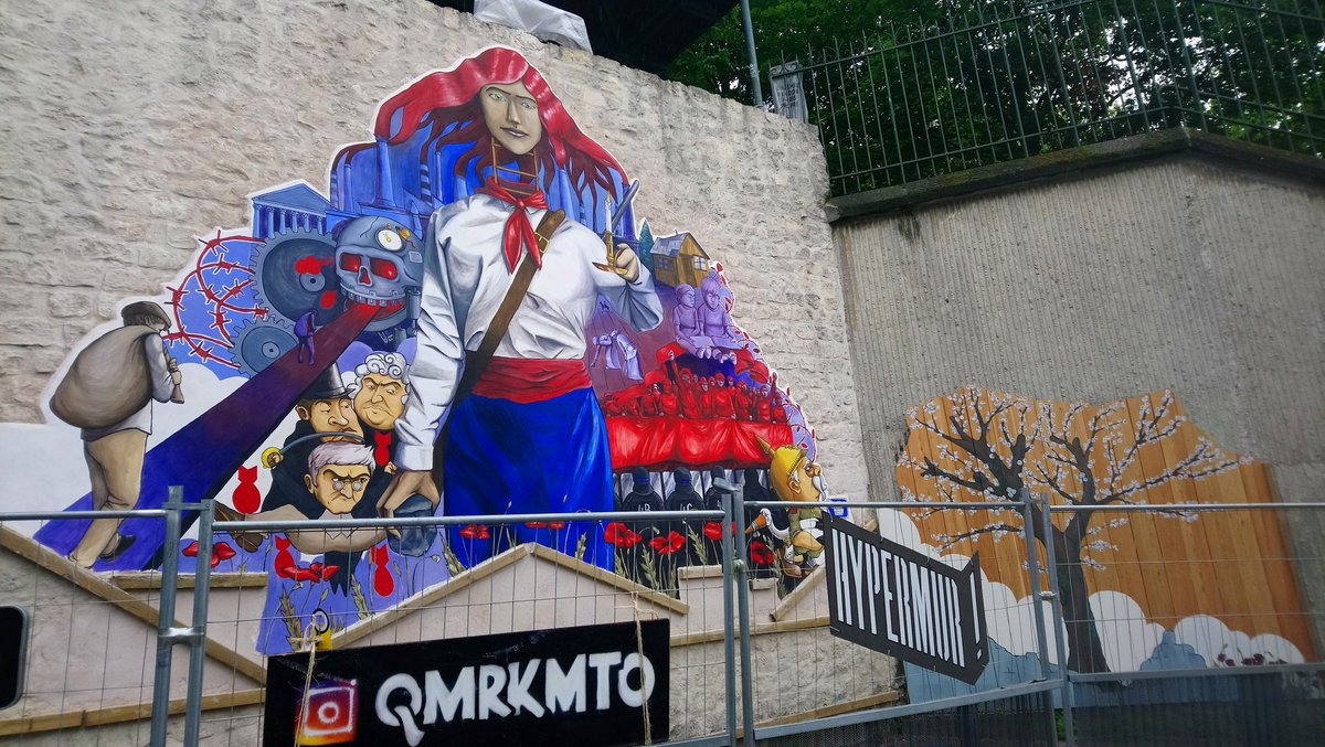oungawa's tweet photo. #qmrkmto #hypermur #belleville #StreetArt #urbanart #peinturederue #artderue #artederua #artecallero #callejero #muralismo #spraypaint #fresque #huge #giant #mural #graffiti #Paris #paintedcities #wallart #muralart #muralpainting #wall #wallpainting https://t.co/xPwM15AQjf