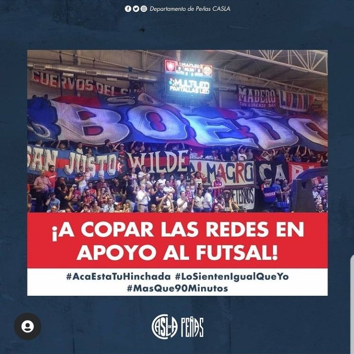caslachascomus's tweet photo. Apoyemos a CASLA Futsal en esta histórica final 💪🏼

A partir de las 10 Hs., subí una foto con tu bandera utilizando los hashtags #AcaEstaTuHinchada y #LoSientenIgualQueYo 

Hagamos TT este gran momento

#MasQue90Minutos 💙❤
#SLFederal 🇦🇷
#DeBoedoAlMundo 🌎✈ https://t.co/kdYUPs1Lh1