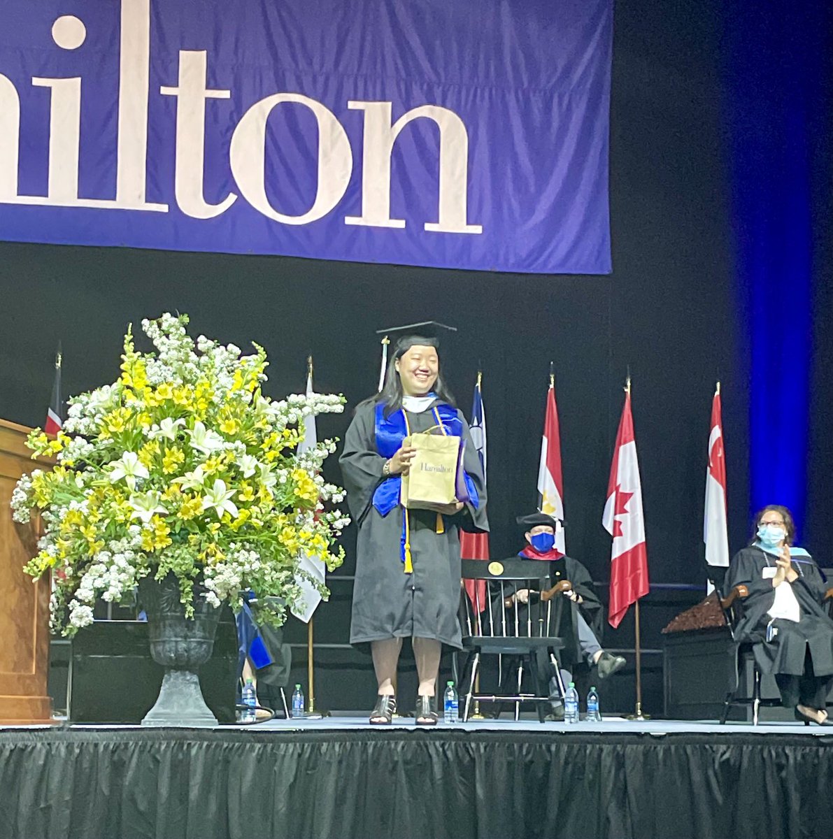 HamiltonCollege's tweet photo. Speakers during today’s Commencement. Prof. Ty Seidule, Soper Merrill Prize winnner Jiin Jeong, and class speaker Jonathan Dong. All terrific! 

#hamilton2021 https://t.co/DCh1Anvtd1