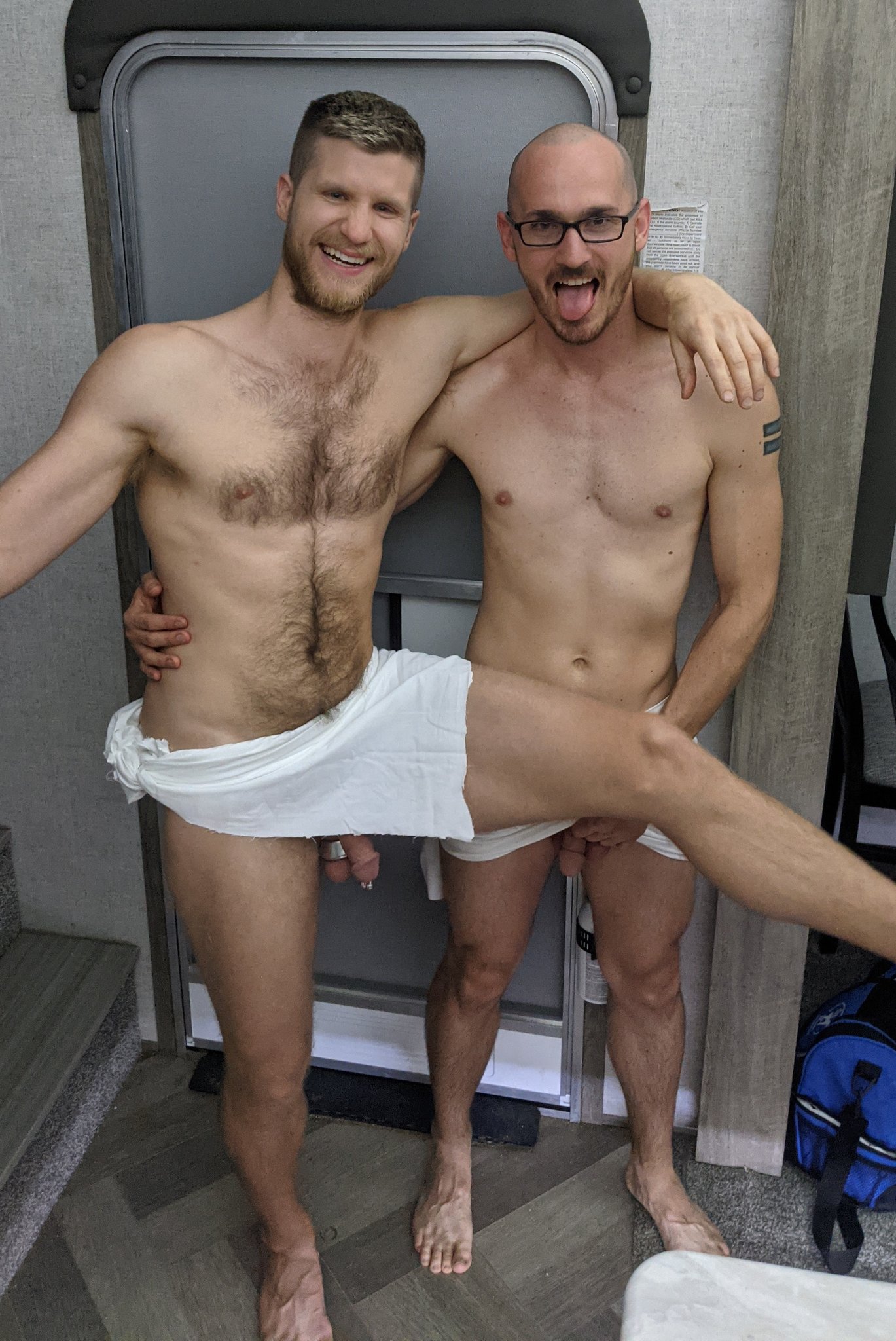Our last minute toga outfits during Bartlett Lake Bash #gays #gaycock #gayhairy #gayexhibitionist #gayotter