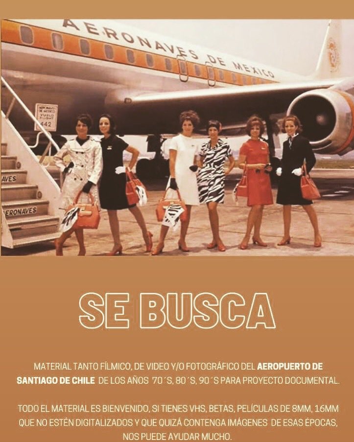MatarPinochet's tweet photo. 📹🎞SE BUSCA 📸📼

Material fílmico, vídeo o fotografías del 🛫Aeropuerto Santiago de Chile 🛬 años 70, 80 y 90 para documental
 
🏘Villa Olímpica 🏘
 
Contacto info@villano.cl https://t.co/wUrswTeo54