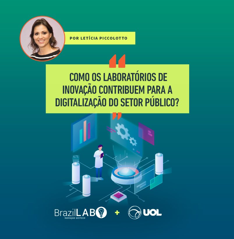 Essa semana falei sobre os Laboratórios de Inovação e o potencial deles em contribuir para a transformação digital do setor público, na minha coluna no <a href="/tilt_uol/">Tilt UOL</a> ☺️

Saiba mais: bit.ly/3fBwk9b