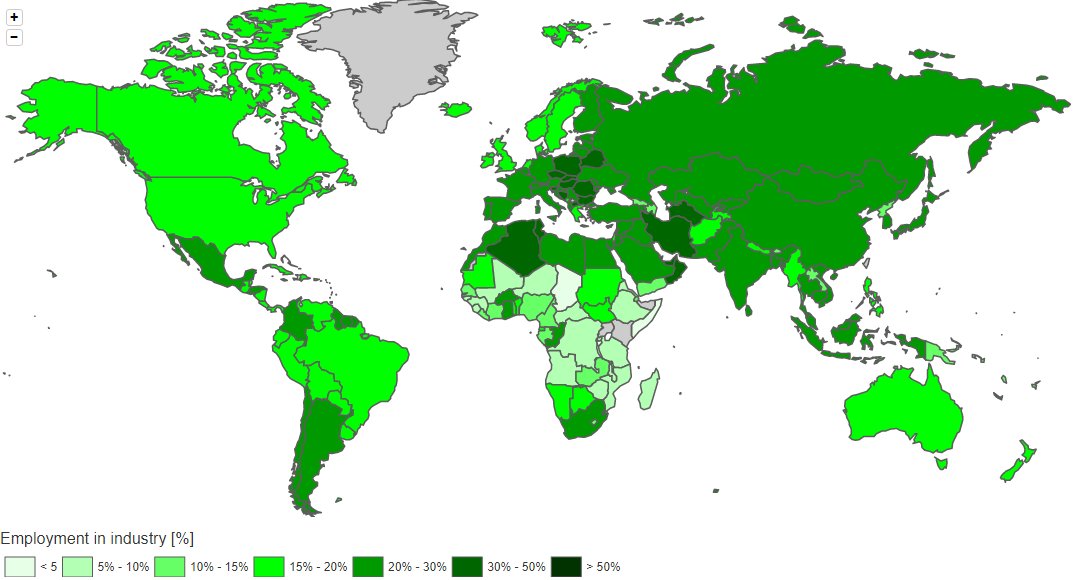 CompareEconomy's tweet photo. Most of developing countries have little industry sector. Employment in industry as percent of total employment for #USA is under 20%. In 1991 it was 25%. #Qatar takes first place with 54%
#economy #compare #top #employment #industry https://t.co/druFzheFWS
